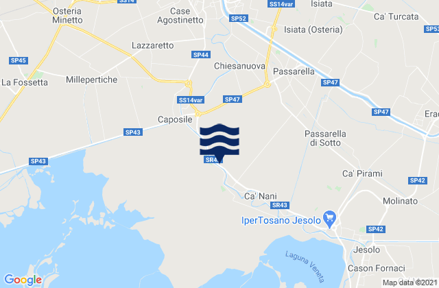 Karte der Gezeiten Passarella, Italy