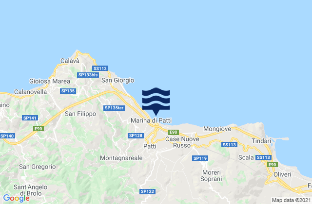 Karte der Gezeiten Patti, Italy