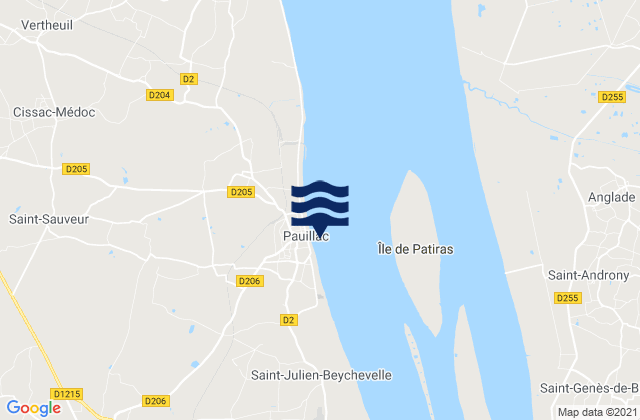 Karte der Gezeiten Pauillac (Gironde River), France