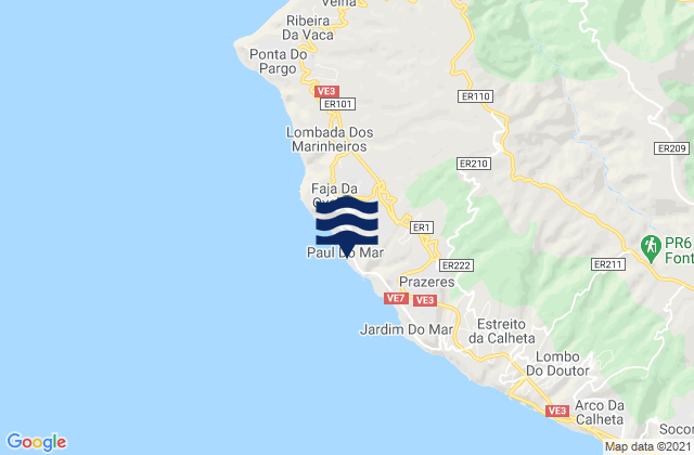 Karte der Gezeiten Paúl do Mar, Portugal