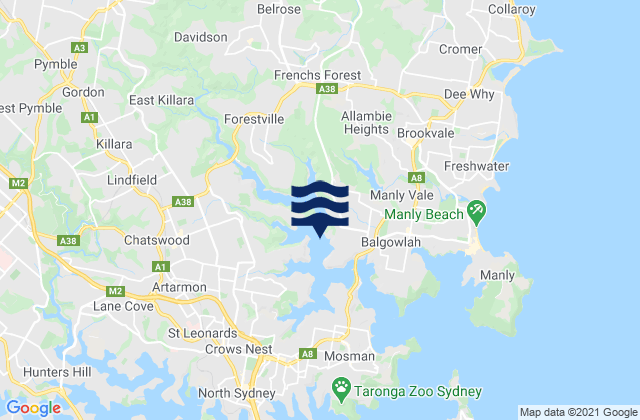 Karte der Gezeiten Peach Tree Bay, Australia