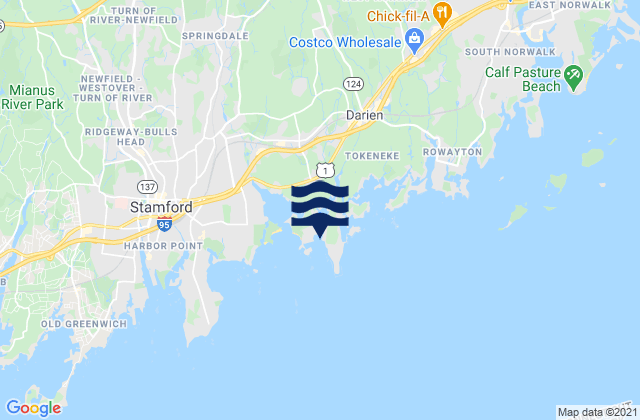 Karte der Gezeiten Pear Tree Point Beach, United States