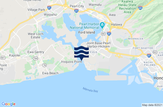 Karte der Gezeiten Pearl Harbor Entrance Bishop Point, United States