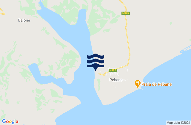 Karte der Gezeiten Pebane District, Mozambique