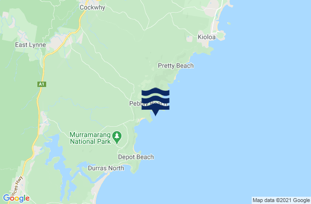 Karte der Gezeiten Pebbly Beach, Australia