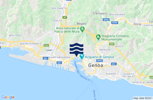 Karte der Gezeiten Pedemonte, Italy