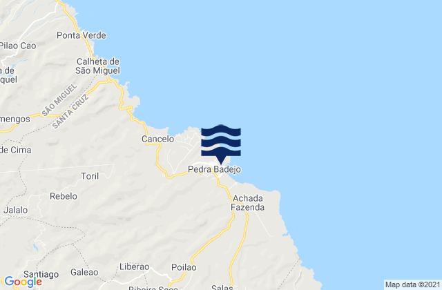 Karte der Gezeiten Pedra Badejo, Cabo Verde