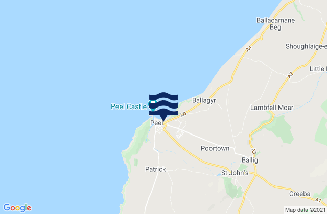 Karte der Gezeiten Peel, Isle of Man