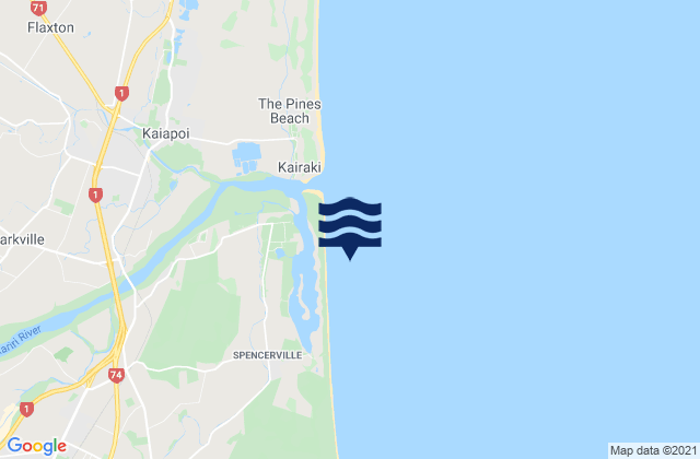Karte der Gezeiten Pegasus Bay, New Zealand