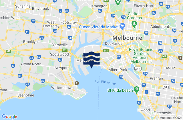 Karte der Gezeiten Peggys, Australia
