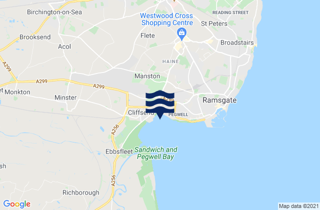 Karte der Gezeiten Pegwell Bay Beach, United Kingdom