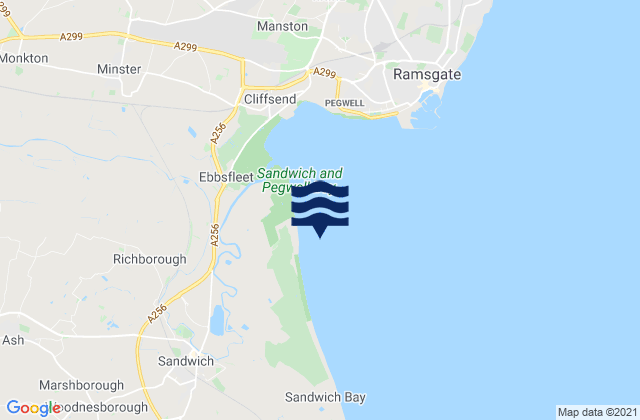 Karte der Gezeiten Pegwell Bay, United Kingdom
