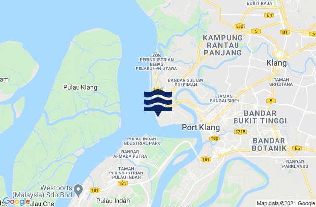 Karte der Gezeiten Pelabuhan Kelang, Malaysia