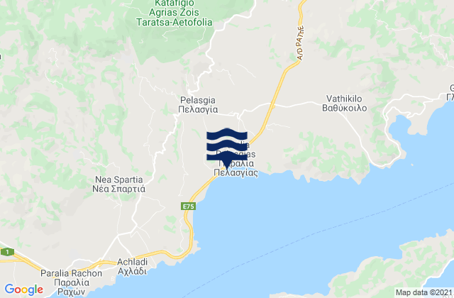 Karte der Gezeiten Pelasgía, Greece