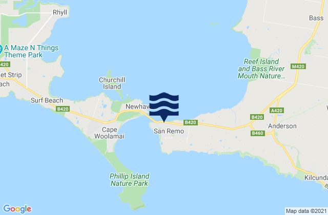 Karte der Gezeiten Pelican Island (East Coast), Australia