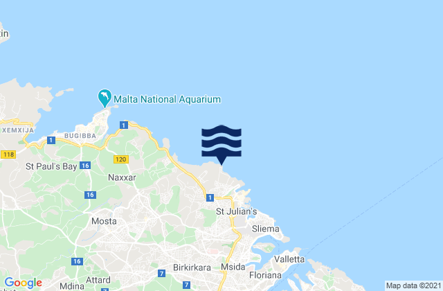 Karte der Gezeiten Pembroke, Malta