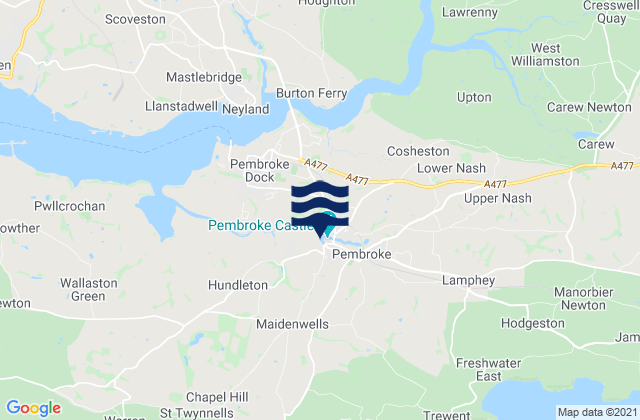 Karte der Gezeiten Pembroke, United Kingdom