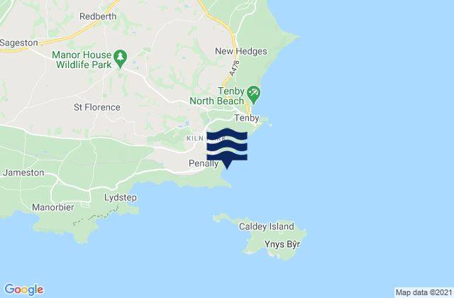 Karte der Gezeiten Penally Beach, United Kingdom