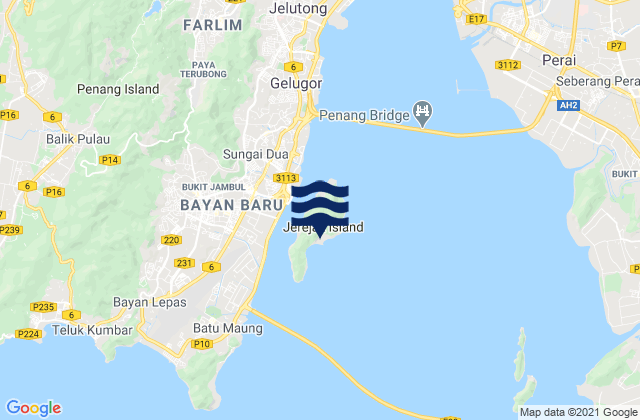Karte der Gezeiten Penang Shipyard, Malaysia