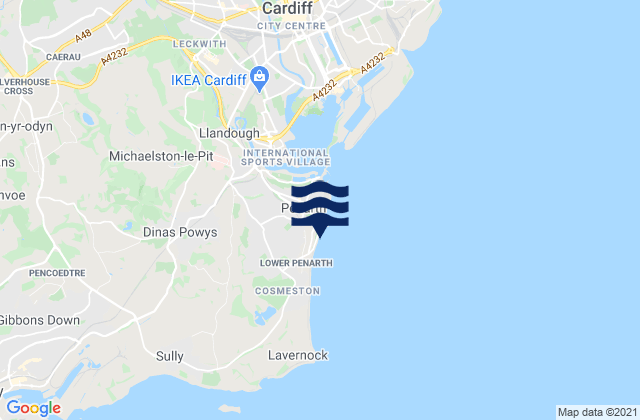Karte der Gezeiten Penarth Beach, United Kingdom