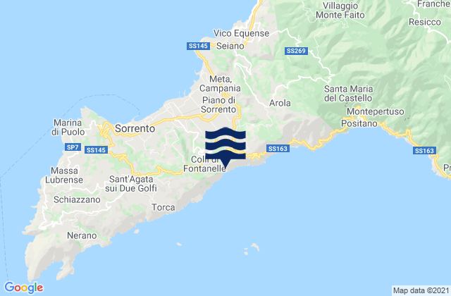 Karte der Gezeiten Penisola Sorrentina, Italy