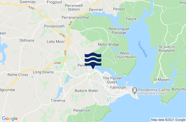 Karte der Gezeiten Penryn, United Kingdom