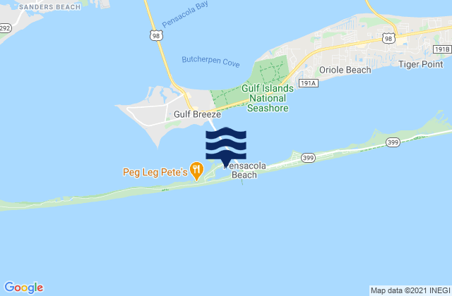 Karte der Gezeiten Pensacola Beach, United States