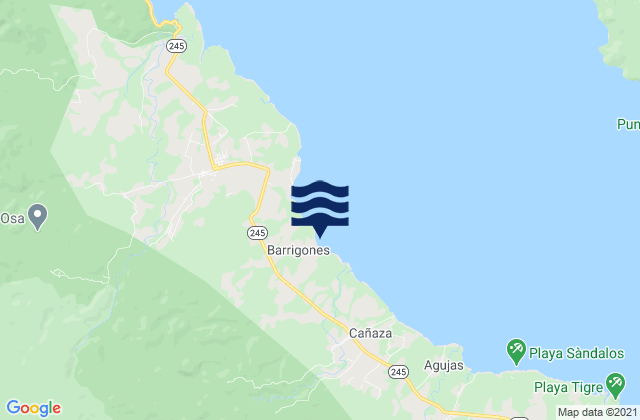 Karte der Gezeiten Península de Osa, Costa Rica
