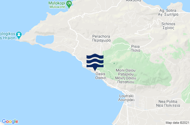 Karte der Gezeiten Perachóra, Greece