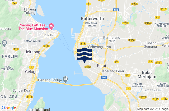 Karte der Gezeiten Perai, Malaysia