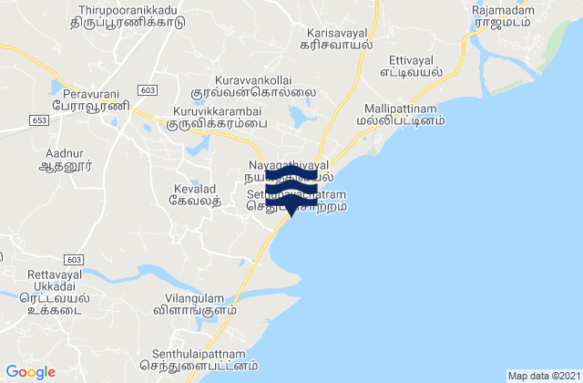 Karte der Gezeiten Peravurani, India
