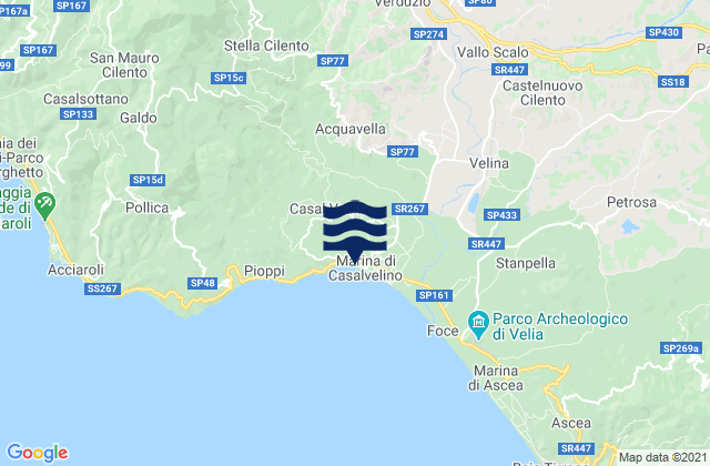Karte der Gezeiten Perito, Italy