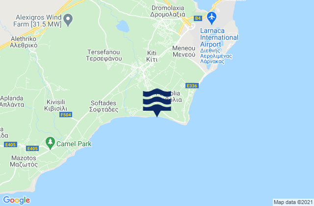 Karte der Gezeiten Perivólia, Cyprus