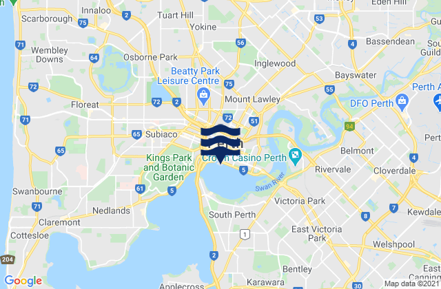 Karte der Gezeiten Perth, Australia