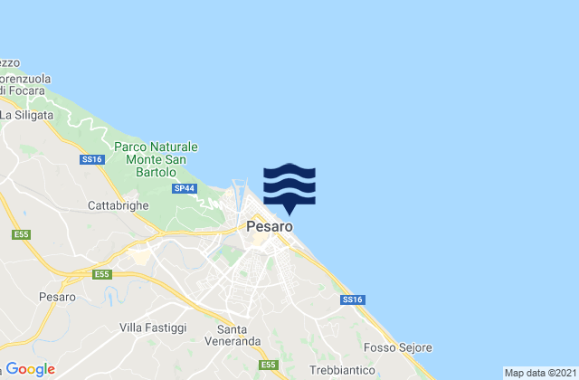 Karte der Gezeiten Pesaro, Italy