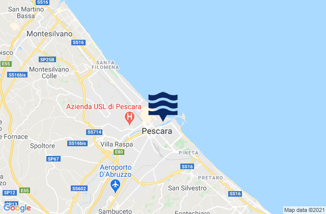 Karte der Gezeiten Pescara, Italy