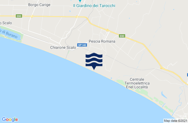 Karte der Gezeiten Pescia Romana, Italy