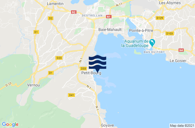 Karte der Gezeiten Petit-Bourg, Guadeloupe
