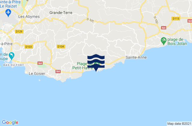 Karte der Gezeiten Petit Havre, Guadeloupe