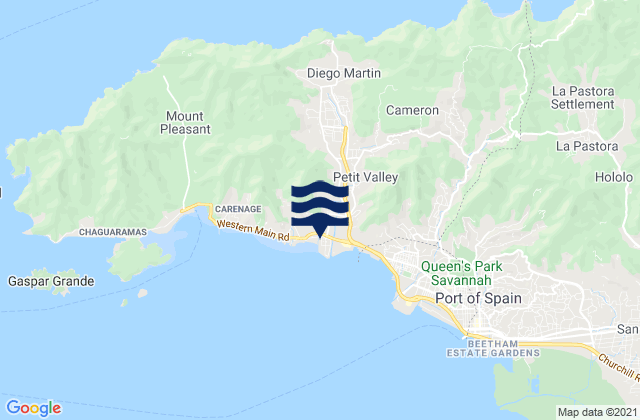 Karte der Gezeiten Petit Valley, Trinidad and Tobago