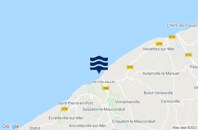 Karte der Gezeiten Petites Dalles, France