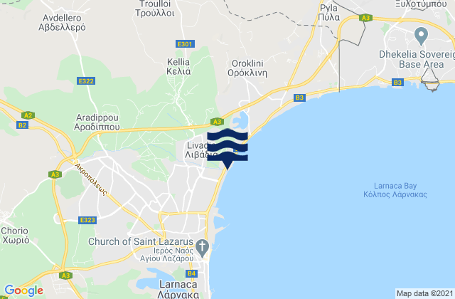 Karte der Gezeiten Petrofáni, Cyprus