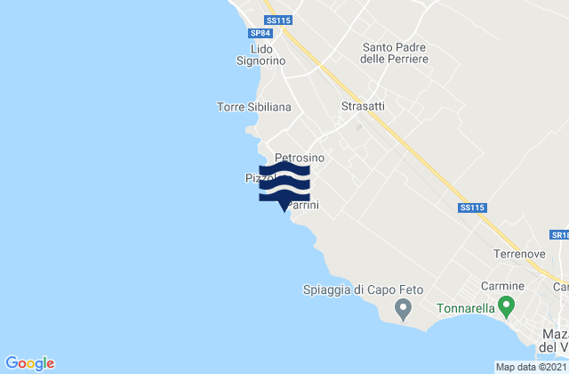 Karte der Gezeiten Petrosino, Italy