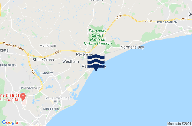Karte der Gezeiten Pevensey Bay Beach, United Kingdom