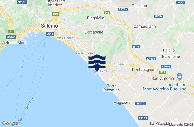 Karte der Gezeiten Pezzano-Filetta, Italy