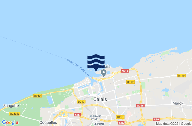Karte der Gezeiten Phare de Calais, France