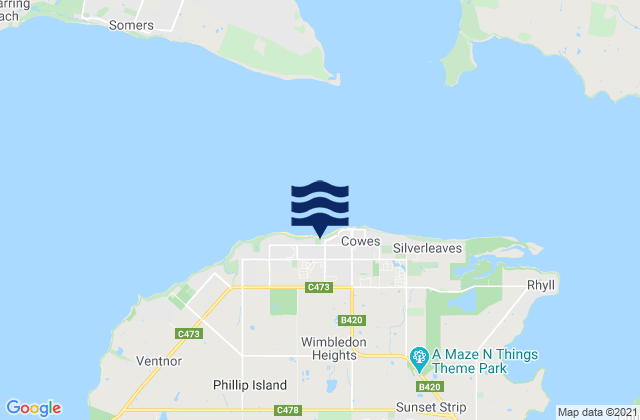 Karte der Gezeiten Phillip Island, Australia