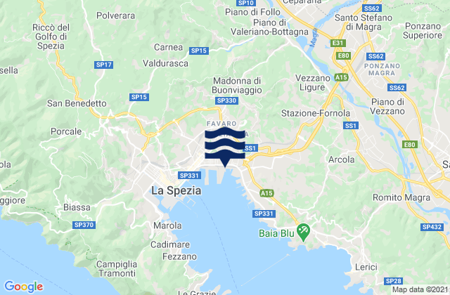 Karte der Gezeiten Piano di Follo, Italy