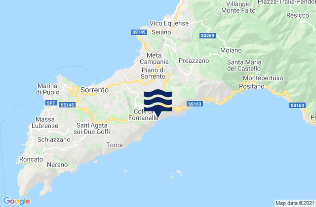 Karte der Gezeiten Piano di Sorrento, Italy