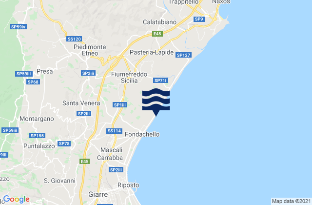 Karte der Gezeiten Piedimonte Etneo, Italy